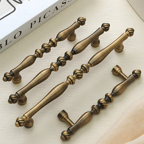 Vintage Solid Brass Spindle Cabinet Handles