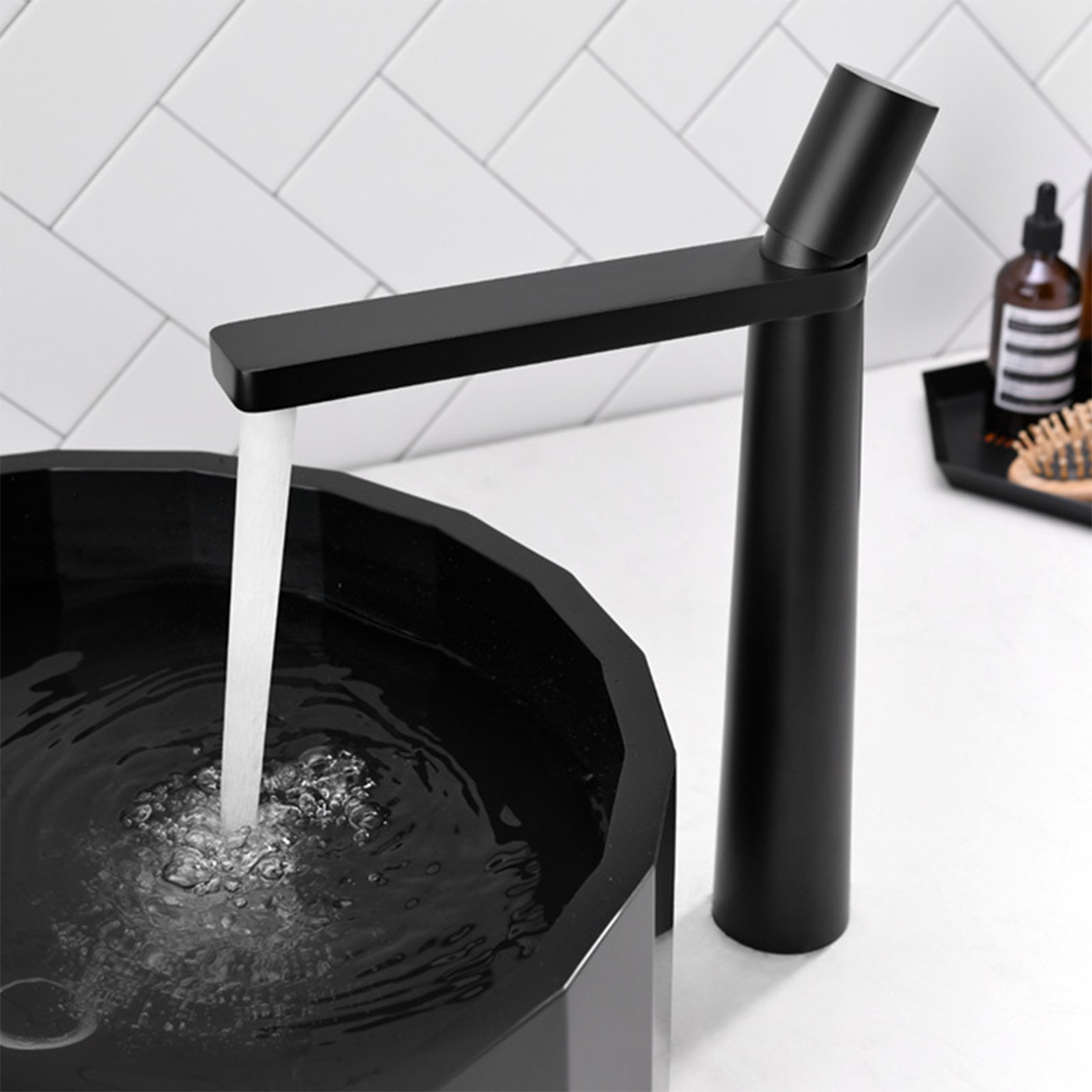 Waterfall Bathroom Basin Taps_Black