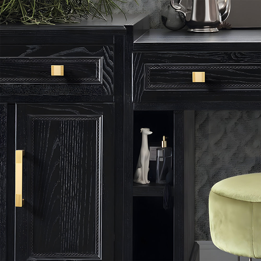 Square Textured Gold & Black Drawer Handles