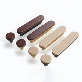 Round Wood Zinc Alloy Cabinet Wardrobe Door Handles