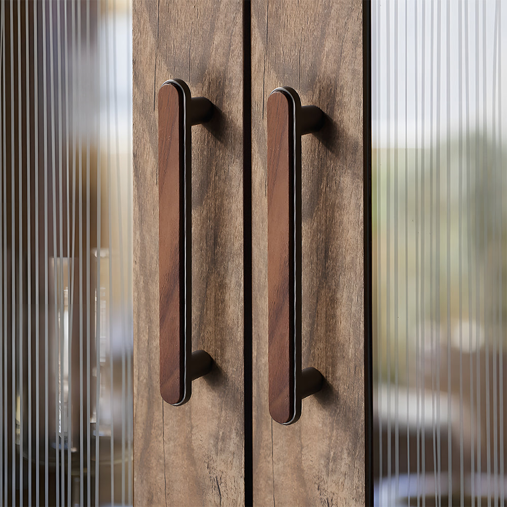 Modern Walnut Wooden Cabinet Handles