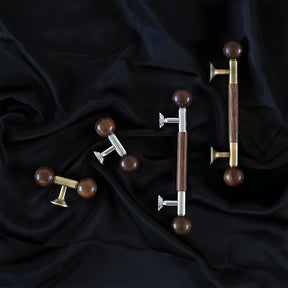 Medieval Brass Round Wooden Head Cabinet Handles