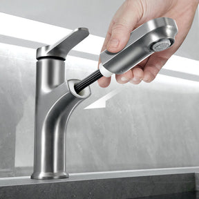 Single Handle Pull Out Spray Bathroom Tap_Gunmetal Gray