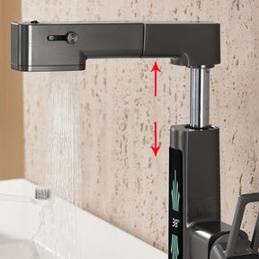 360° Rotation Liftable Bathroom Tap with LED Digital Display_Gunmetal Gray