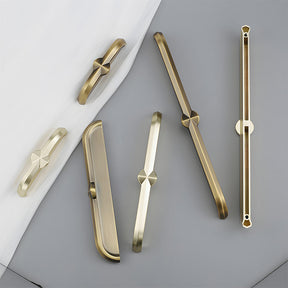 Modern Zinc Alloy Brushed Brass Cabinet Handles
