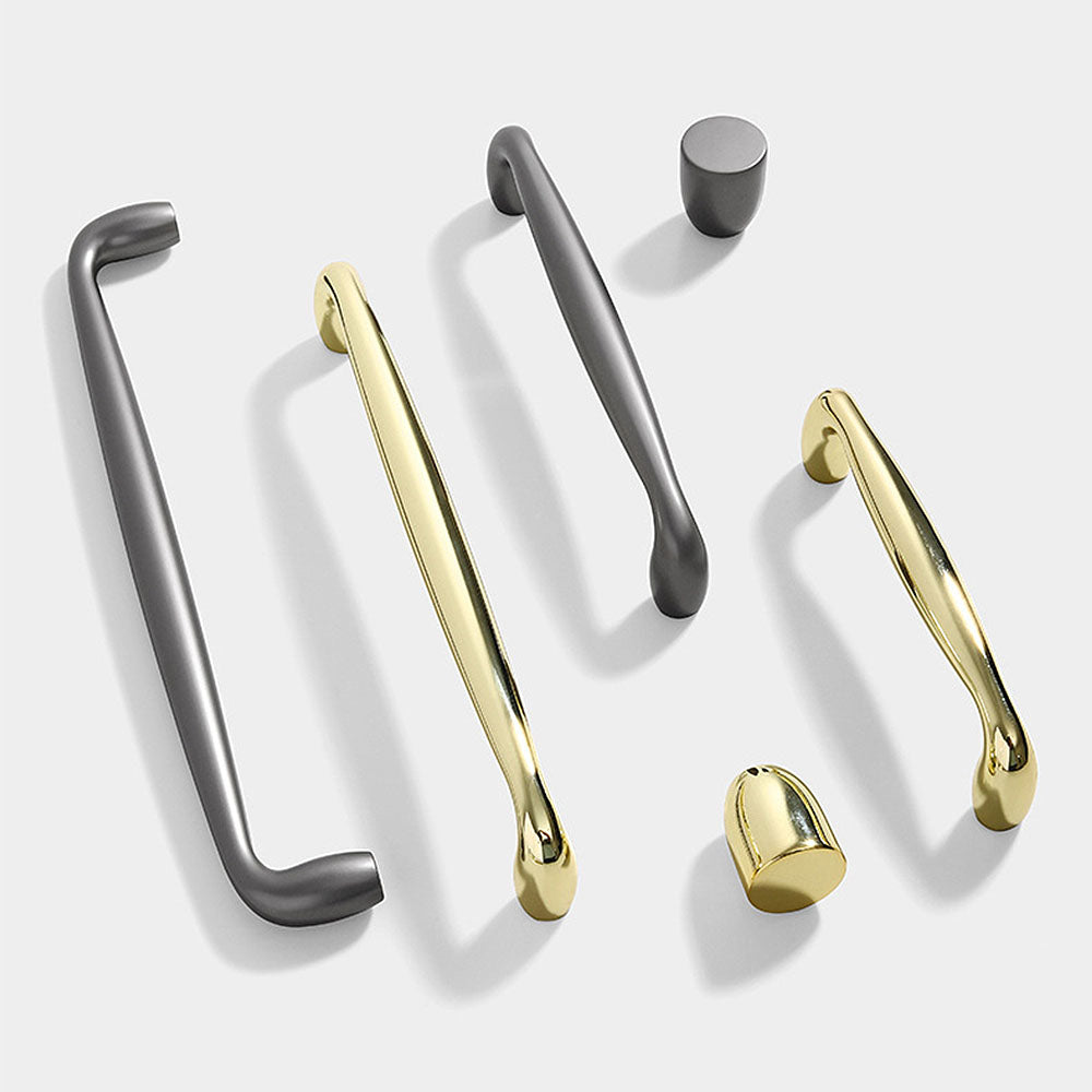 Modern Simple Zinc Alloy Bow Gold Grey Cabinet Drawer Handles