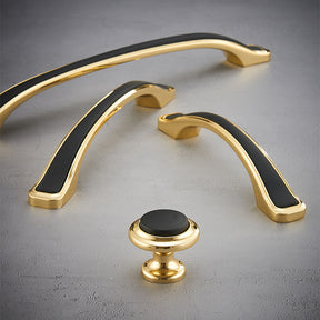 Luxury Zinc Alloy Black Gold Cabinet Handles