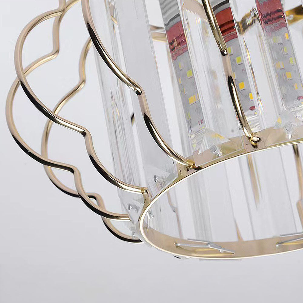 Luxurious Curved Iron Crystal Hallway Ceiling Light