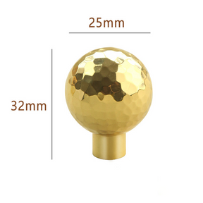 Modern Gold Brass Hammer Pattern Cabinet Knobs