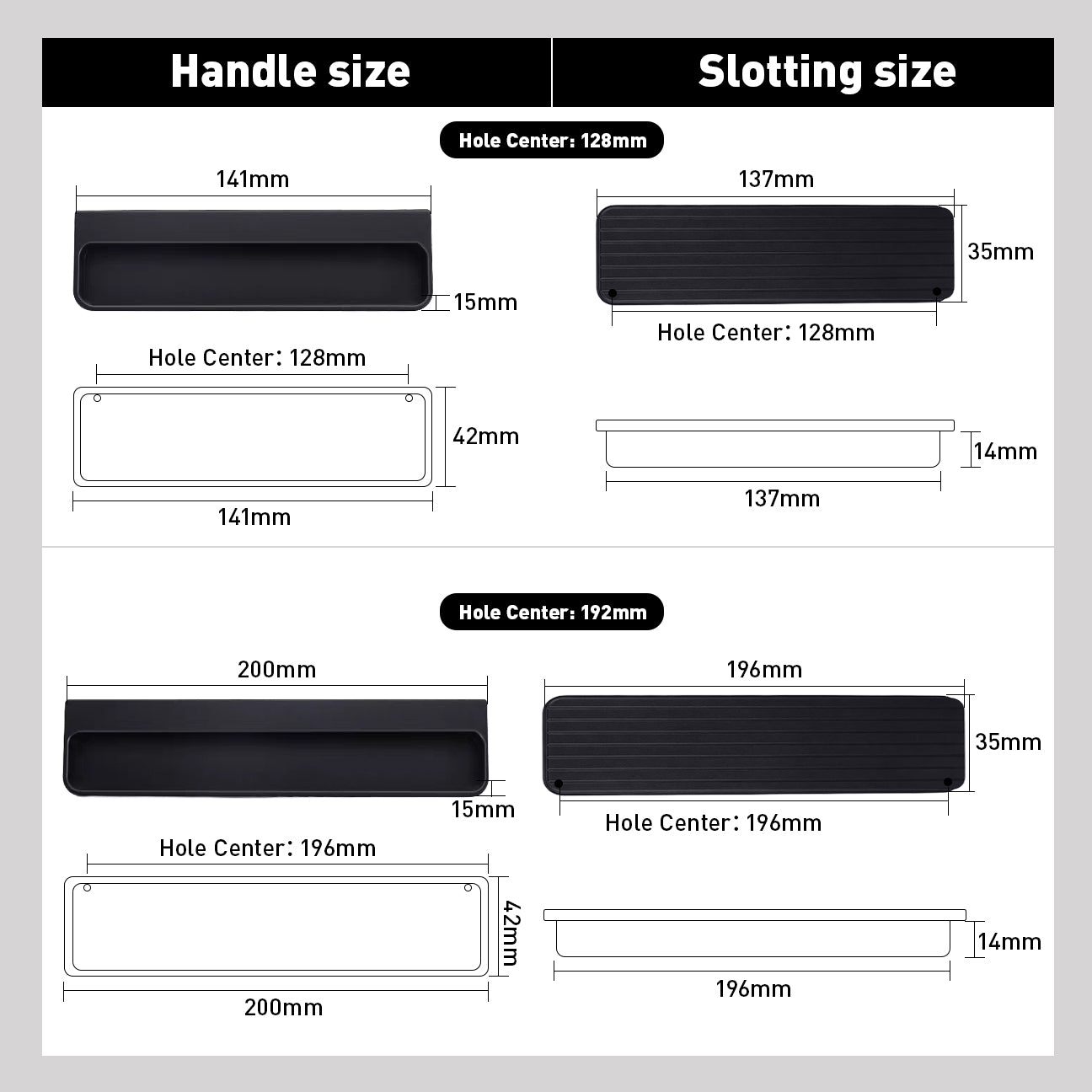Rounded Corners Modern Multi-color Recessed Handles