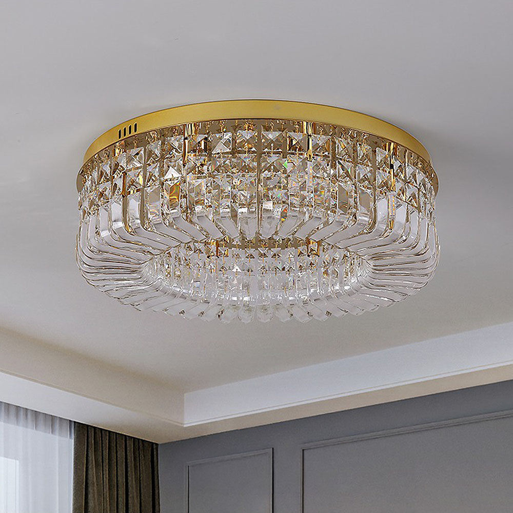 Modern Round Crystal Ceiling Light for Living Room Bedroom Hallway