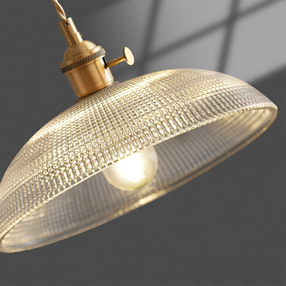 Vintage Glass Ribbed Pendant Light