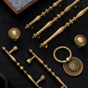 Vintage Solid Brass Spindle Cabinet Handles