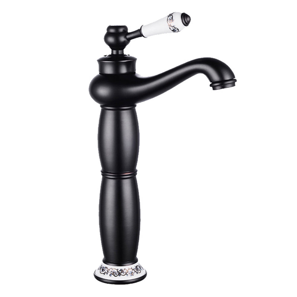 Traditional  Solid Brass Single Hole Basin Tap_Black