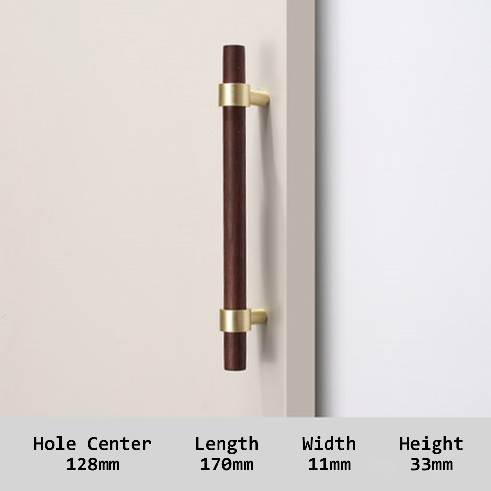 Wooden Cabinet Handles With Brass Base