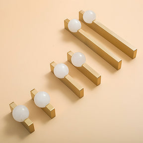 Natural Crystal Sphere Brass Cabinet Handles