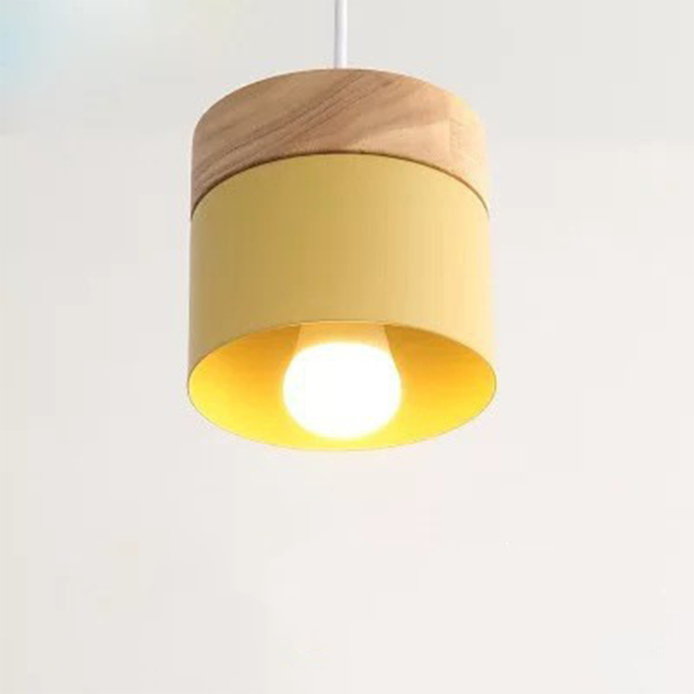 Nordic Wood Cylindrical Suspension Lamp