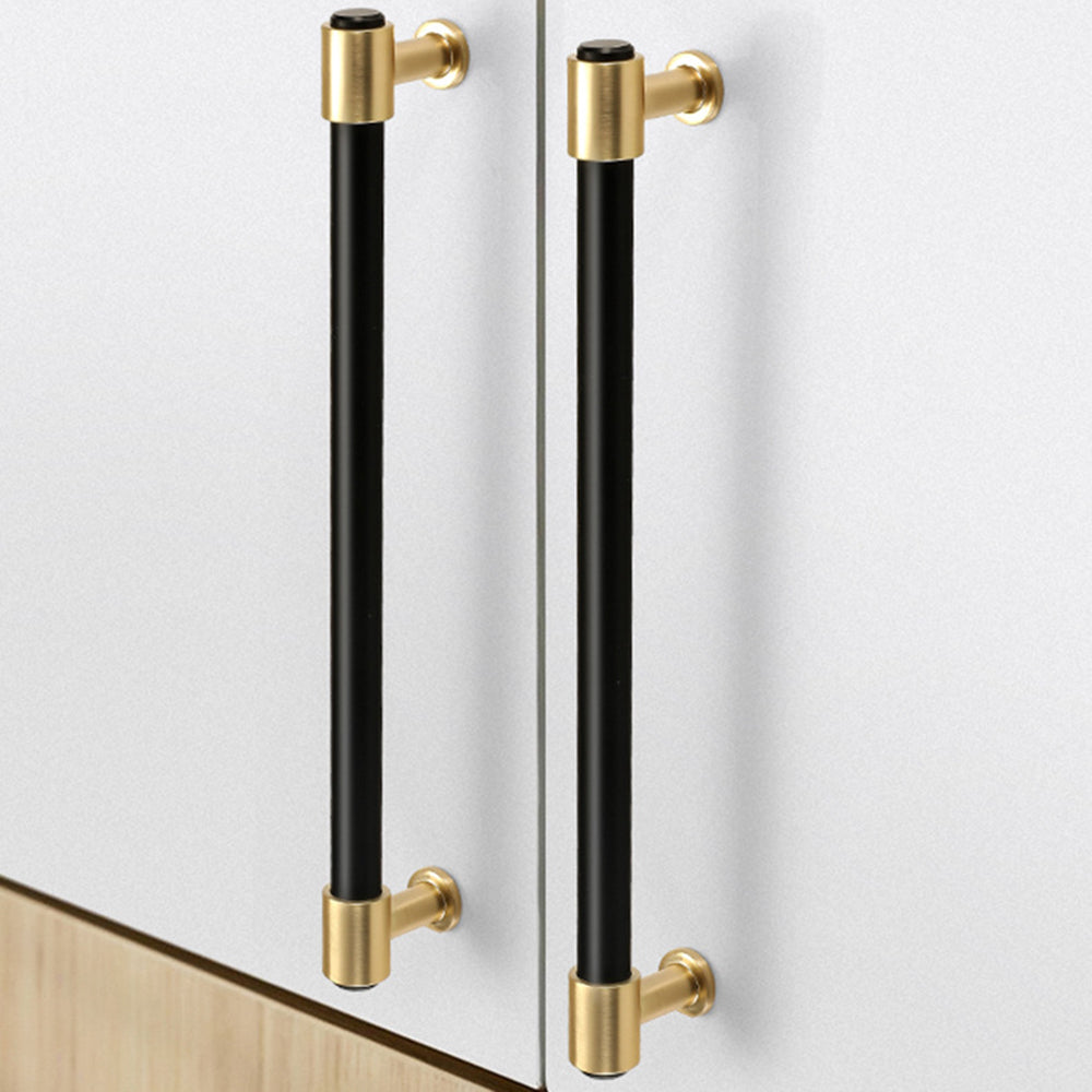 Zinc Alloy Black+Gold Drawer Door Cabinet Handles