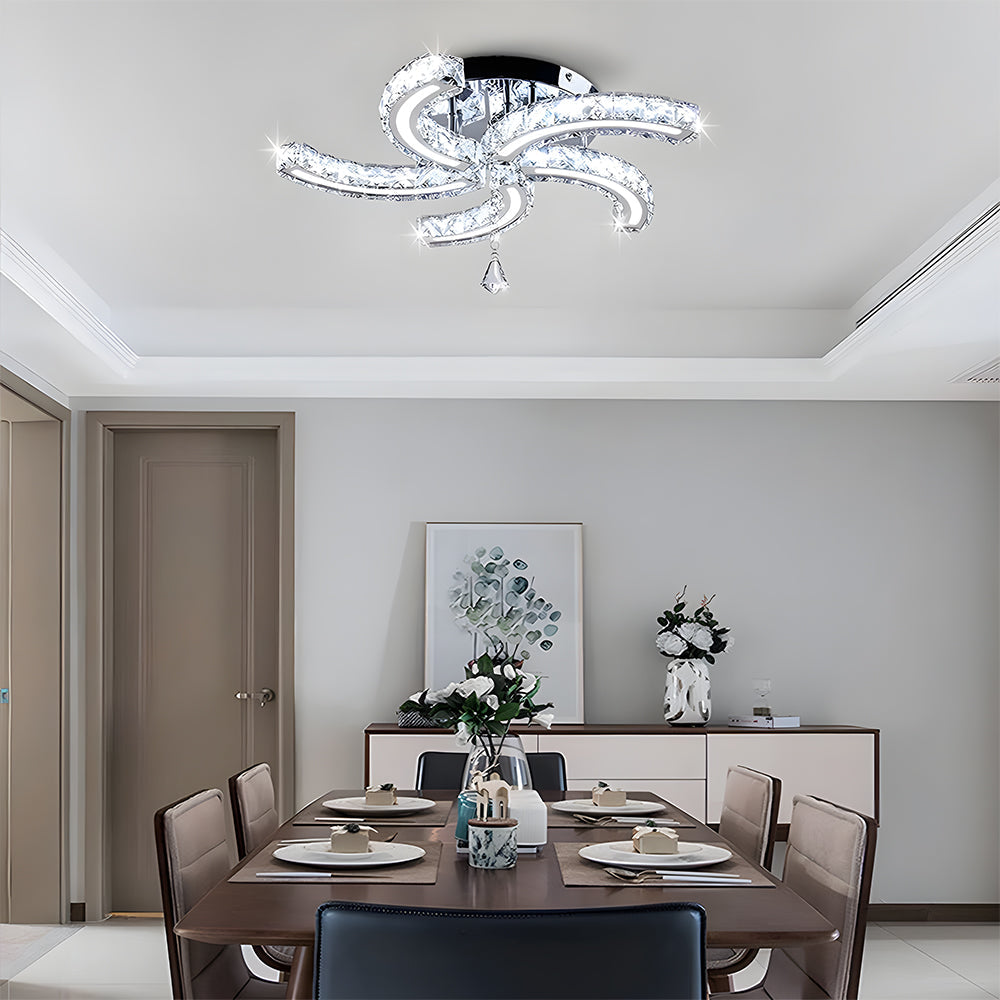 Luxury Crystal 5 Arms LED Flush Mount Ceiling Lights