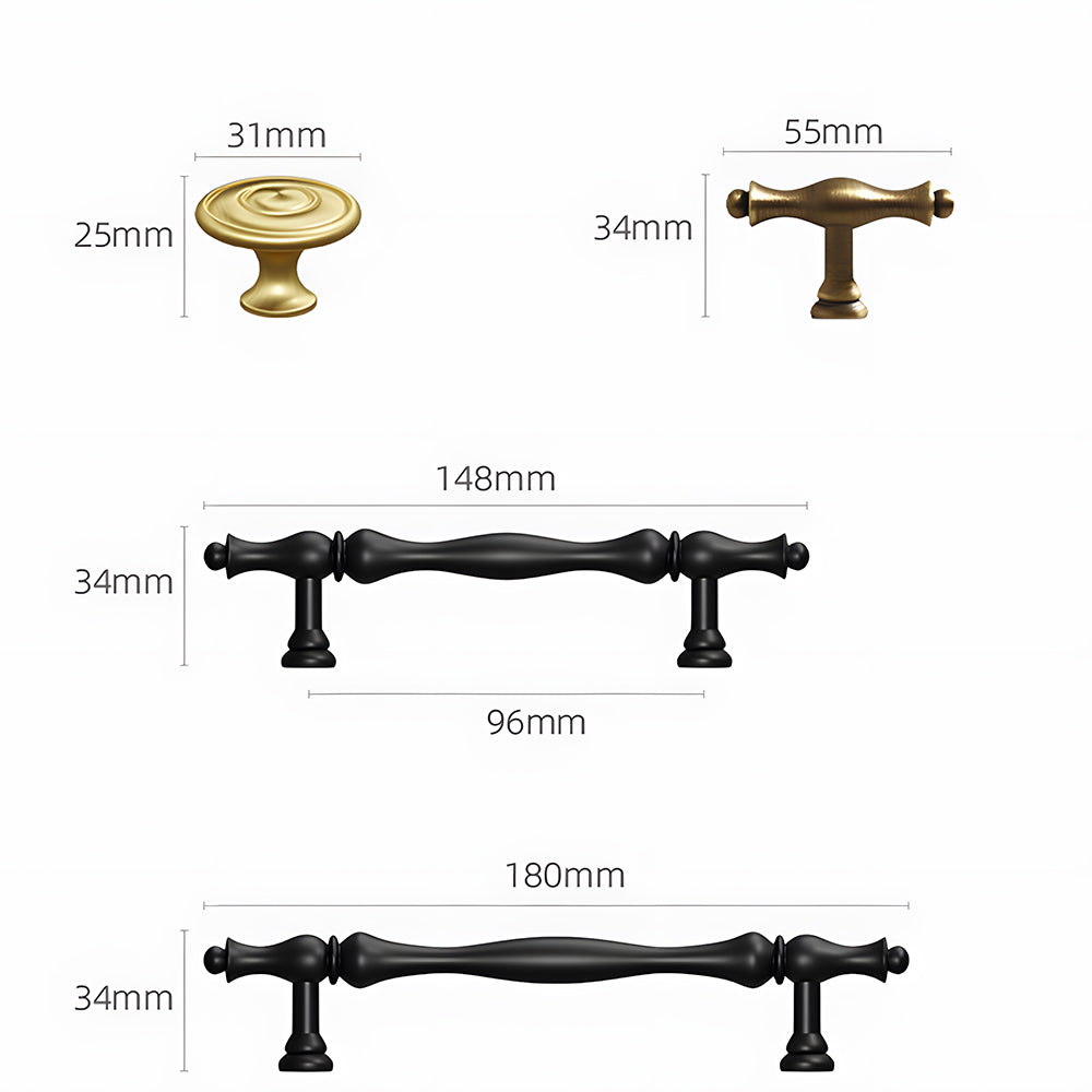 French Style Solid Brass Cabinet Drawer Handles