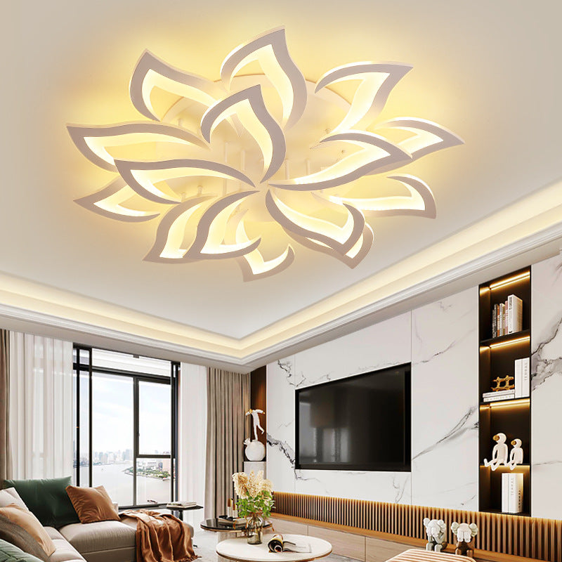 Contemporary Flower Shape Iron Living Room LED Ceiling Light