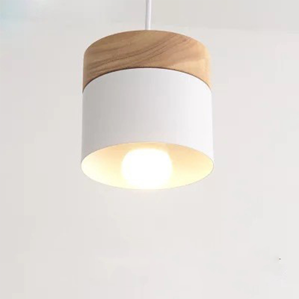 Nordic Wood Cylindrical Suspension Lamp