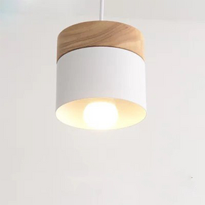 Nordic Wood Cylindrical Suspension Lamp