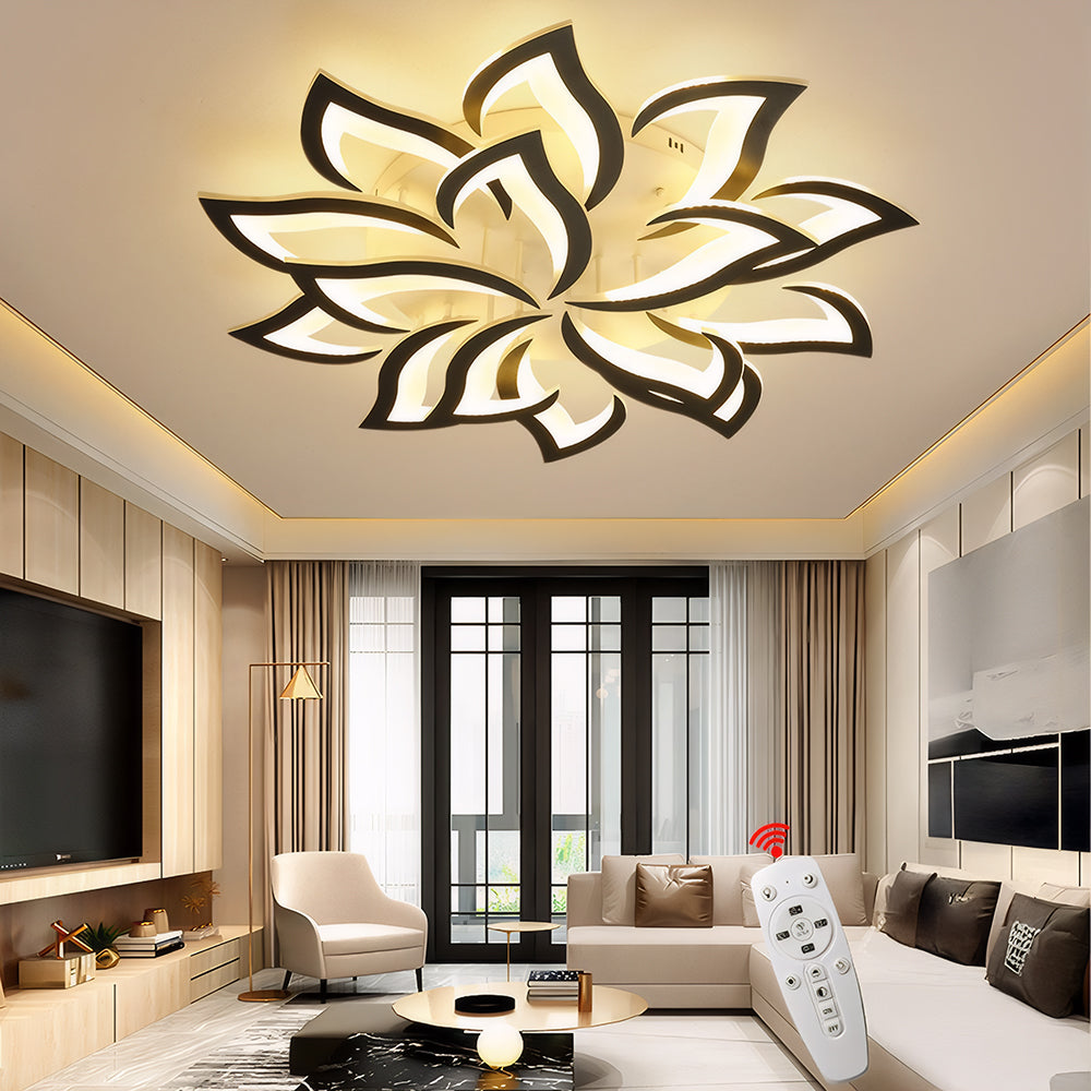 Contemporary Flower Shape Iron Living Room LED Ceiling Light