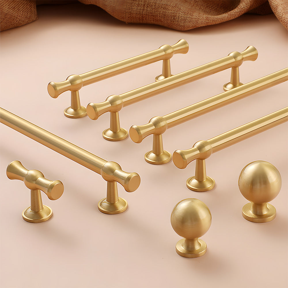 Smooth Brass Gold Solid Wardrobe Pull Handles