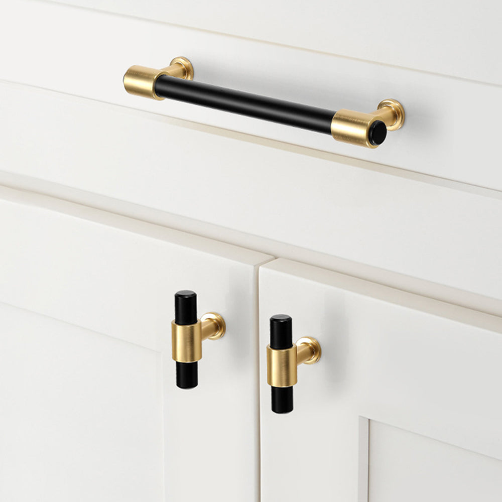 Zinc Alloy Black+Gold Drawer Door Cabinet Handles