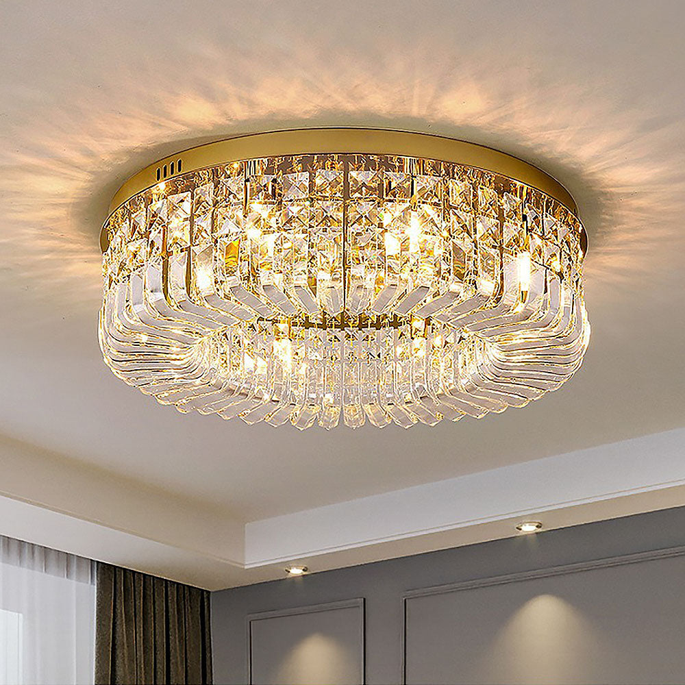 Modern Round Crystal Ceiling Light for Living Room Bedroom Hallway