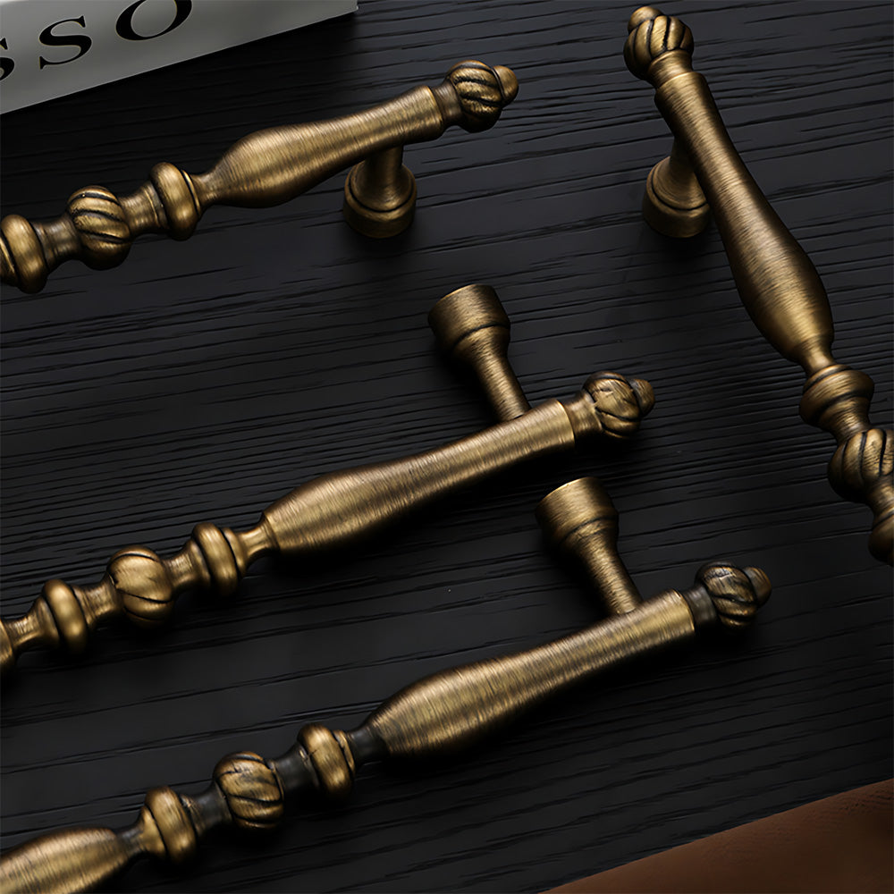Vintage Solid Brass Spindle Cabinet Handles