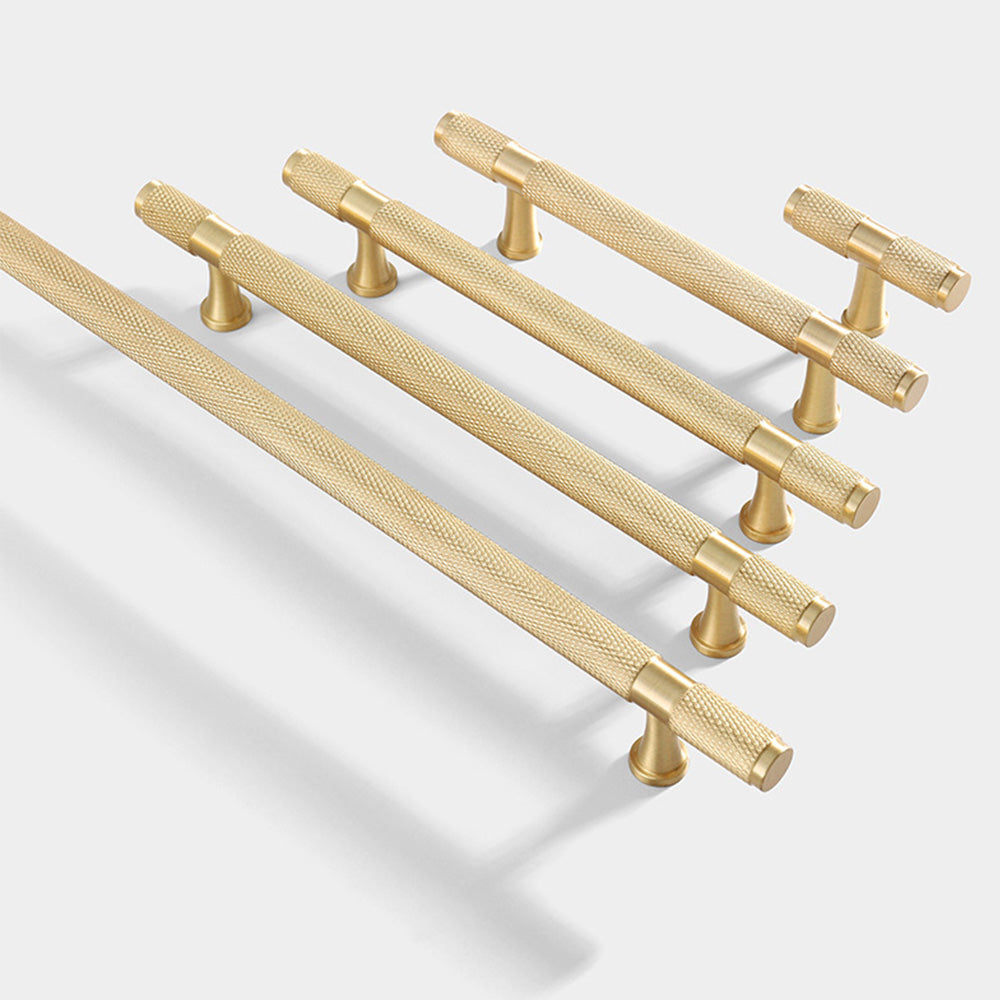 Solid Brass Knurled Cupboard Bar Handles