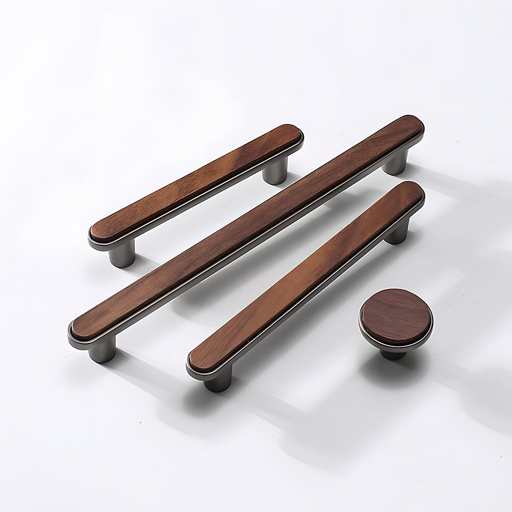 Modern Walnut Wooden Cabinet Handles