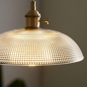 Vintage Glass Ribbed Pendant Light