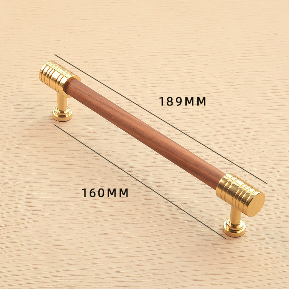 Walnut Wooden Kitchen Cabinet Gold Cupboard Door Pulls Hardware