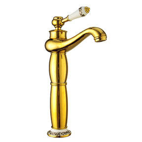 Traditional  Solid Brass Single Hole Basin Tap_ Gold