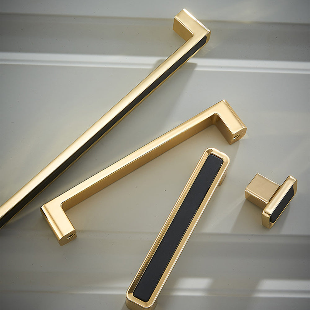 Luxury Zinc Alloy Black Gold Cabinet Handles