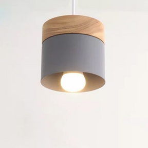 Nordic Wood Cylindrical Suspension Lamp