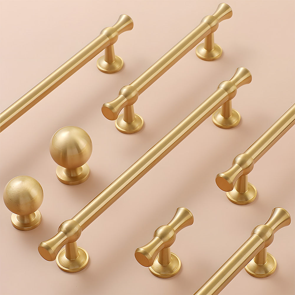 Smooth Brass Gold Solid Wardrobe Pull Handles