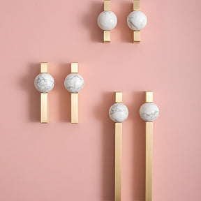 Natural Crystal Sphere Brass Cabinet Handles