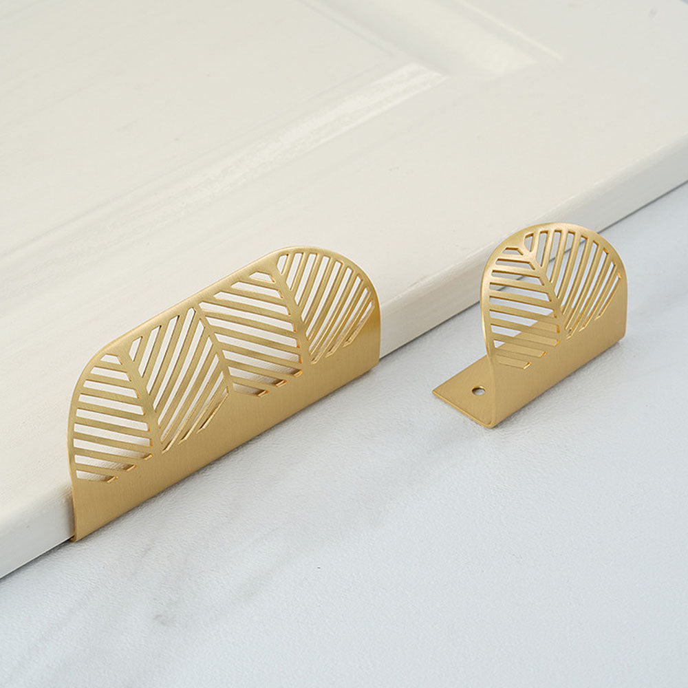 Modern Style Gold Hollow Brass Finger Cabinet Drawer Pulls