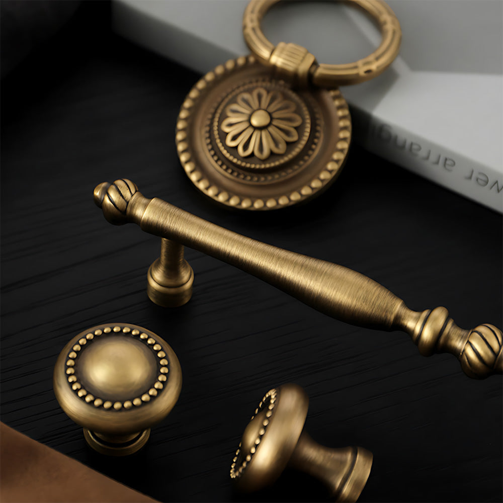 Vintage Solid Brass Spindle Cabinet Handles