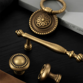 Vintage Solid Brass Spindle Cabinet Handles