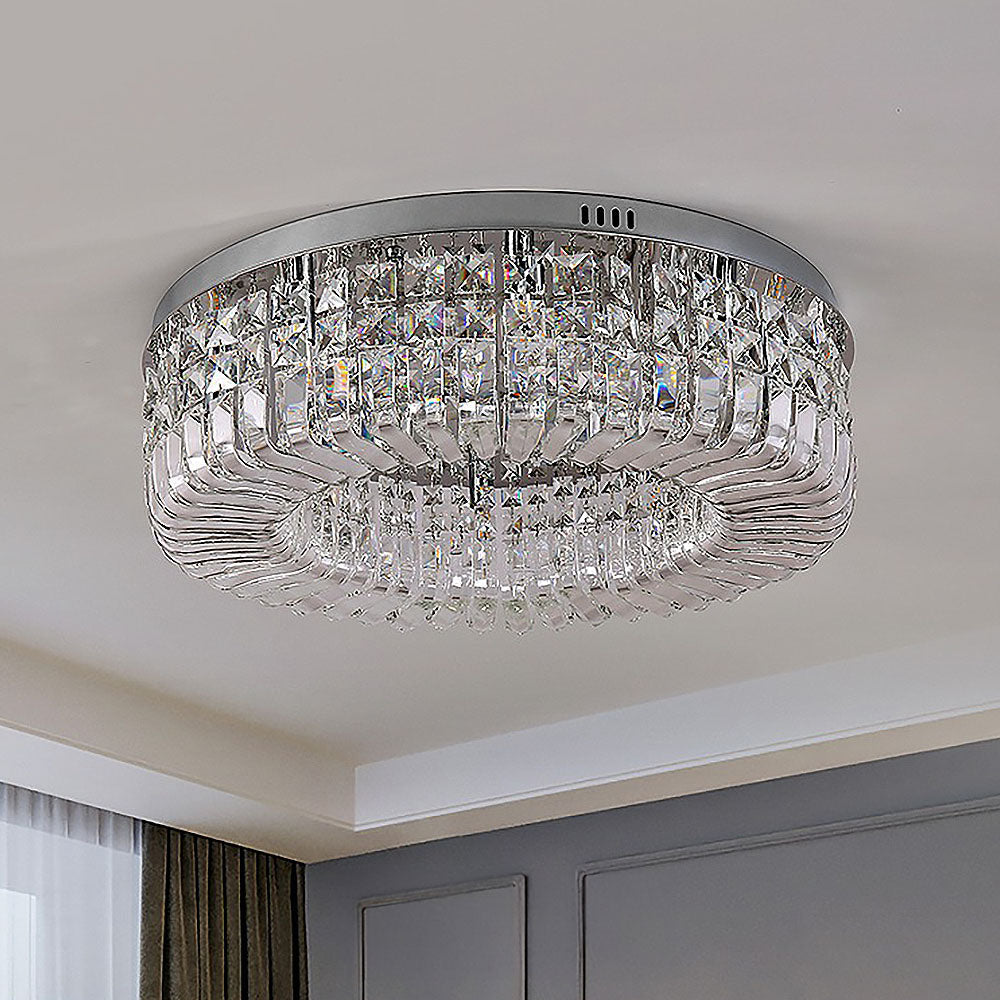 Modern Round Crystal Ceiling Light for Living Room Bedroom Hallway