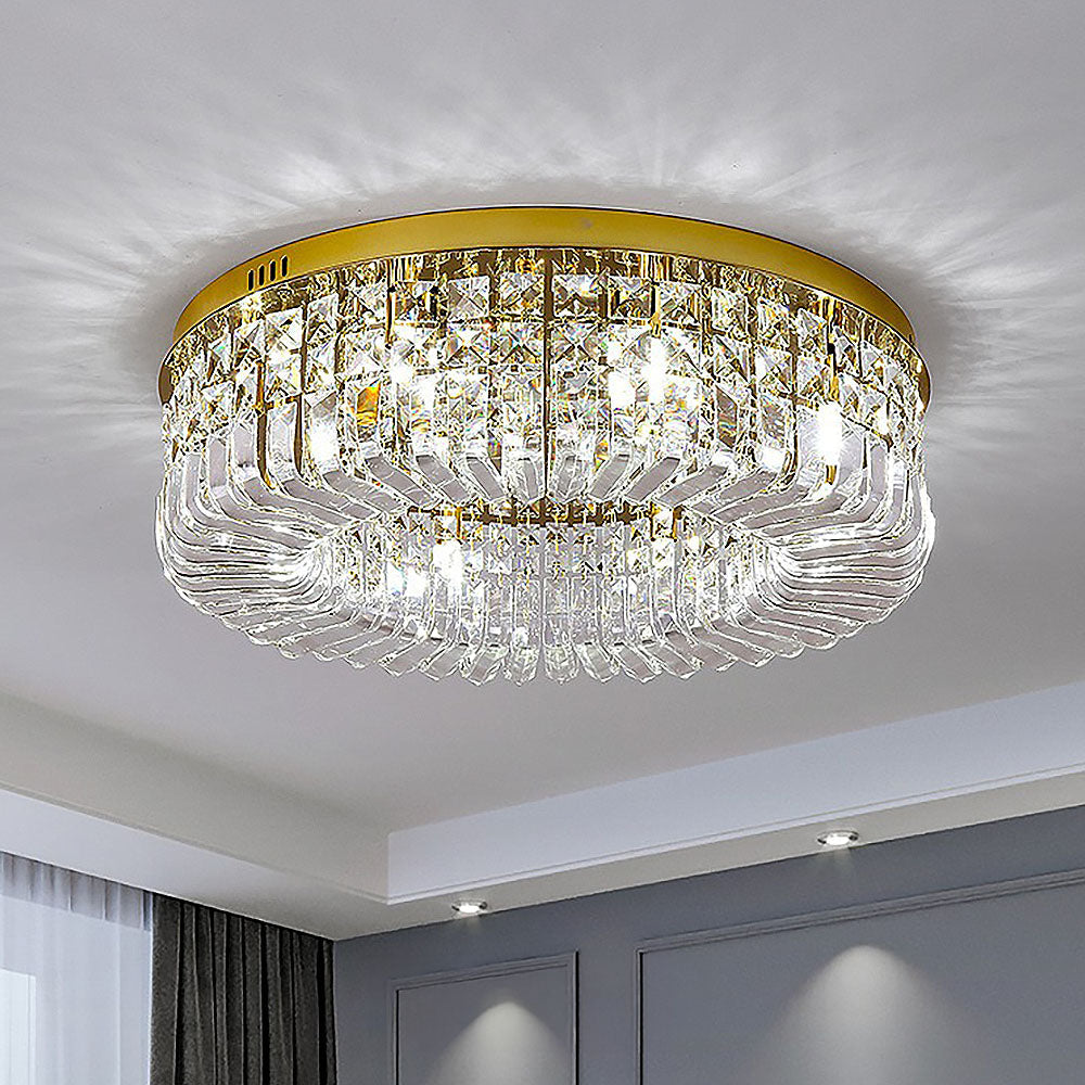 Modern Round Crystal Ceiling Light for Living Room Bedroom Hallway