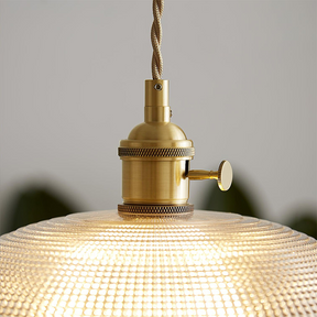 Vintage Glass Ribbed Pendant Light