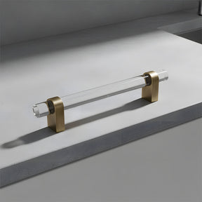 Modern Clear Acrylic and Brass Drawer Pulls
