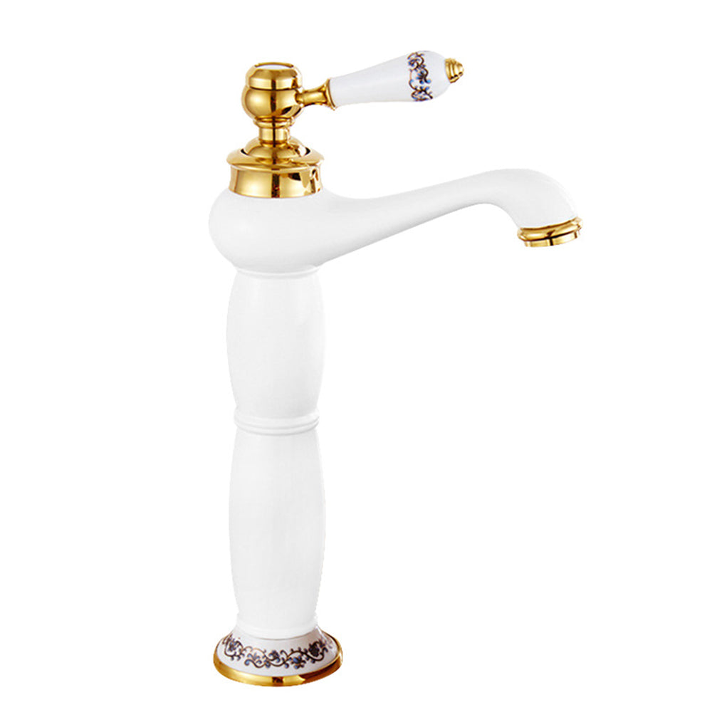 Traditional  Solid Brass Single Hole Basin Tap_White