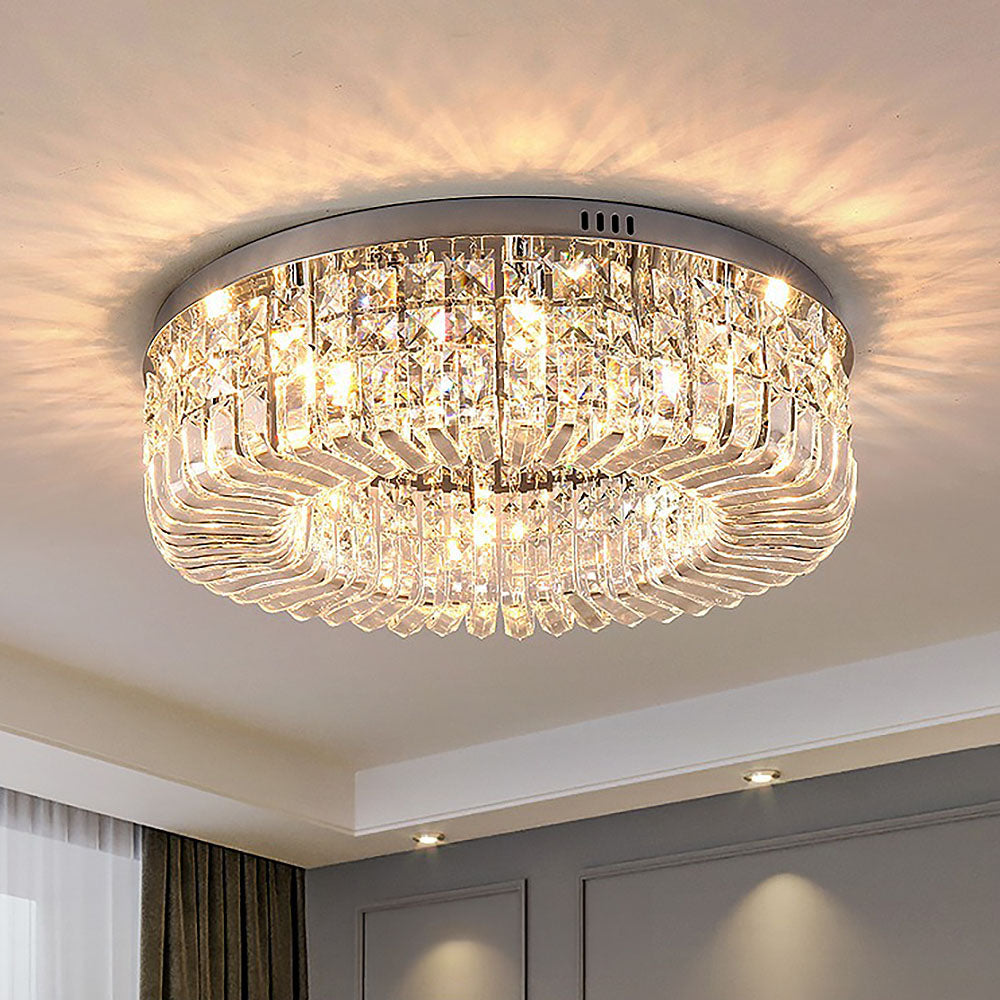 Modern Round Crystal Ceiling Light for Living Room Bedroom Hallway